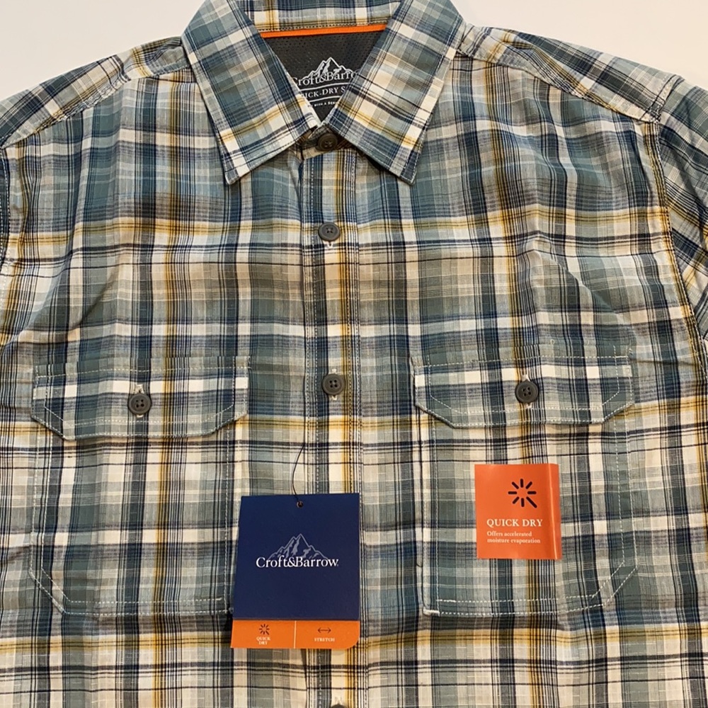 Croft & Barrow SZ Small Plaid Quick Dry Shirt D26 - Picture 4 of 11